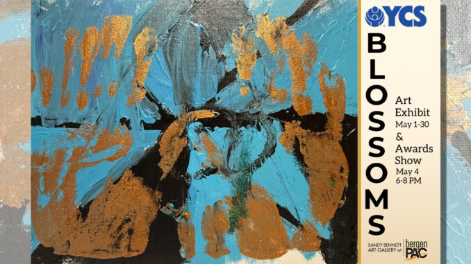A featured work from Youth Consultation Service’s annual Blossoms Art Exhibit, opening May 4 at bergenPAC in Englewood, showcases the expressive, mixed-media creations of youth in YCS programs.