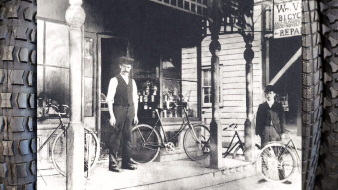 Bicycles were already a common sight in Westwood by the late 19th century, as reflected in archival images of local shops and riders.