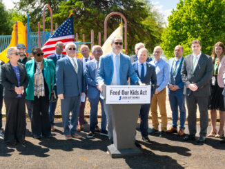 Hillsdale Mayor Michael Sheinfield introduces U.S. Rep. Josh Gottheimer (NJ-5) at Ann Blanche Smith School on Thursday, May 7, 2026, during an event focused on protecting and expanding school meal programs. Photo by John Snyder/Pascack Press