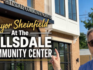 Mayor Michael Sheinfield stands outside the new Hillsdale Community Center at 137 Patterson St. in a four-minute video tour highlighting the recently opened public space and its amenities.
