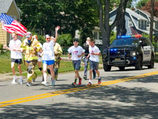 Students and first responders take part in Westwood Regional Middle School’s inaugural Student Torch Run in support of Special Olympics New Jersey.