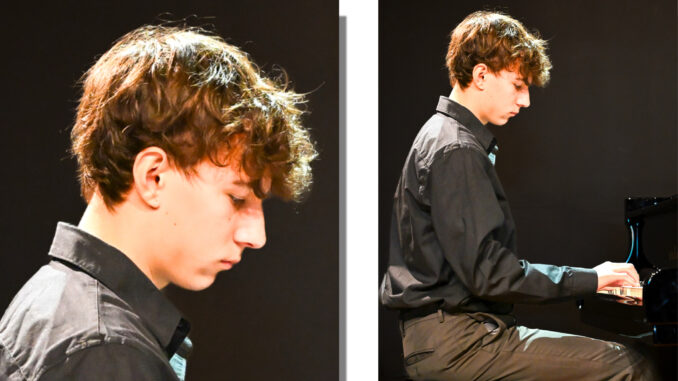 Jeffrey Adams, a junior at Emerson Junior-Senior High School and piano student at Westwood Music Studios, has been nominated for a Metro Award for his work as pianist in Emerson’s production of Godspell. Photo by Nancy Triggiani, Westwood Music Studios.