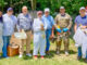 Proud members of the Northeast New Jersey Beekeepers Association gather during the 2026 Hive Tour at the Centennial Park Apiary in Emerson. Pictured, from left, are Ruth Pender-Rosales, Cynthia Rodriguez, John Vervoort, Teddi Oster, John Gaut, Sean Flannelly, Deon Minnaar, and Greg Matthews. Not pictured: Jill Albano, who organized the tour and took the photograph.
