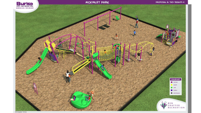 Schematics for the new McKinley Park Playground provided by BCI Burke Playground Equipment.