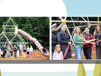 The main structure can host up to 50 students. Not pictured, two large spinners, tether ball and seating. Folks from left to right: WR 5th grade students, the Harrick family, Taylor Keenan, Amanda Lorenz, Melissa Ballaera, the Ianora family; the Harrick family, Taylor Keenan, Amanda Lorenz, Melissa Balleara, the Ianora family. Courtesy photos.