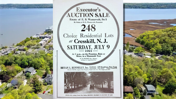 The sale was widely advertised in New York City newspapers, an enticement for businessmen to bring their families to the suburbs and become commuters. For the convenience of New Yorkers, free rides by touring car went back and forth between Cresskill and the Dyckman Street ferry boats on the New Jersey side.