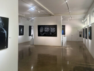 “Smoke and Steel,” now on view at Sfumato Gallery in Westwood, pairs atmospheric paintings by Mher Khachatryan, known as The Smoke Artist, with steel sculptures by Karen Akhikyan. The exhibition explores movement, transformation, permanence and impermanence. Courtesy photo.
