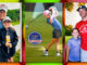 Going places! From left: Park Ridge junior golfer Brooklyn Behrens with LPGA star Brooke Henderson at the 2025 ShopRite LPGA Classic on Seaview’s Bay Course in Galloway; Brooklyn competing at the 2026 U.S. Kids Golf World Championship in Pinehurst, North Carolina; and Brooklyn with her father and longtime coach, Tom Behrens. Left photo by Tom Behrens; center and right photos courtesy of U.S. Kids Golf.