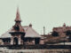 A 19th-century view of the Demarest railroad station, with the hotel on the hill in the background. This luxurious resort catered to well-to-do New Yorkers at a time when the Northern Valley was a vacation destination.