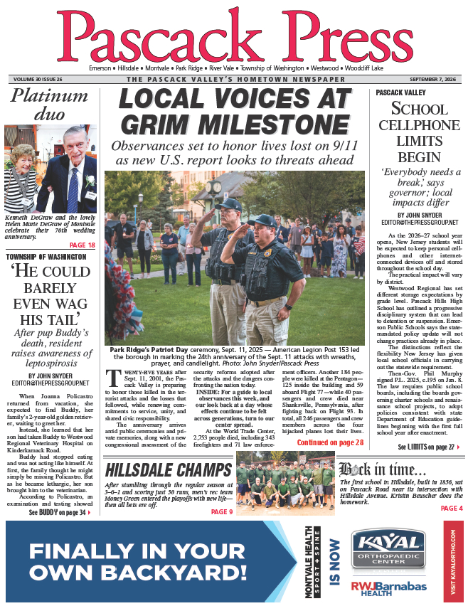 Pascack Press — Sept. 7, 2026 cover