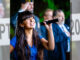 Park Ridge High School student Viana Mattson sings the national anthem at a crowded Veterans Park on Sept. 11, 2026, as Post 153 Commander Ryan O’Hara, County Commissioner Tom Sullivan and borough officials render honors behind her. John Snyder photo.