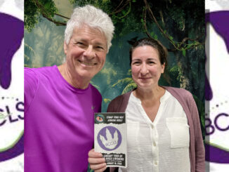 Paul Low with Montvale Library Director Giulia Bombace. Courtesy photo.