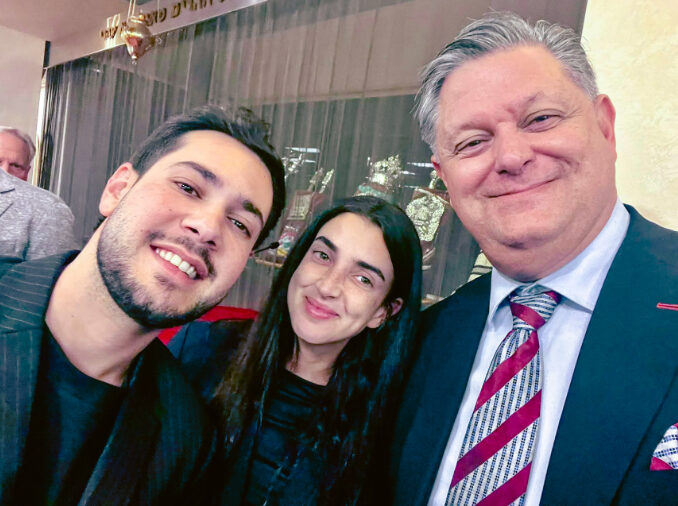 Photo caption: Eliya Cohen, left, and his wife, Ziv Abud, survivors of the Oct. 7, 2023, Hamas attack on Israel, with Woodcliff Lake Mayor Carlos Rendo at Temple Emanuel of the Pascack Valley on Oct. 8. The couple shared their experiences during an event commemorating the third anniversary of the attacks. Photo courtesy of Mayor Carlos Rendo.