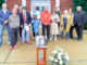 A PROMISE KEPT: Rudolph “Rudy” Jaeger, in red tie, gathers with family and friends Sept. 26 outside Central Unitarian Church in Westwood to mark his 39th wedding anniversary with his late wife, Susan Ulich Jaeger. The Rev. Andrée Cornelia Mol, center, officiated.