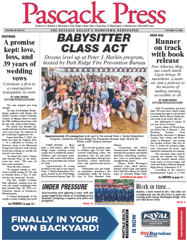 Pascack Press — Oct. 19, 2026 cover