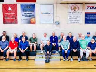 Instructor Karen Arbegast, center, joins participants in the inaugural session of Westwood Recreation’s new Forever Young Men’s Fitness: Senior Strength, Balance & Mobility class for adults 55 and older. The class is part of the borough’s expanding fitness offerings for seniors. John Snyder photo